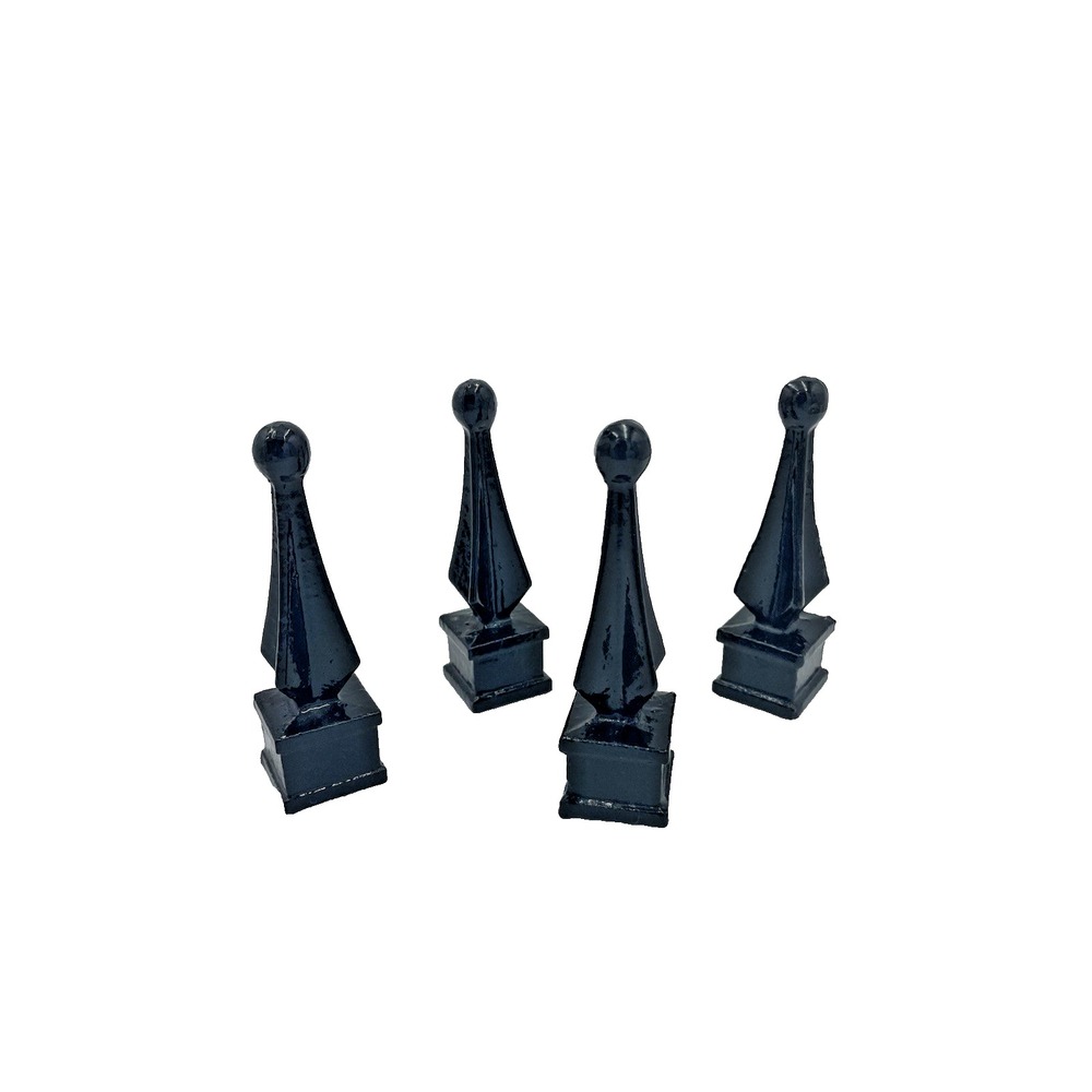 4 Glossy Black Cast Iron Fence Spear Topper Finials 1" x 4 1/4" Home Decor